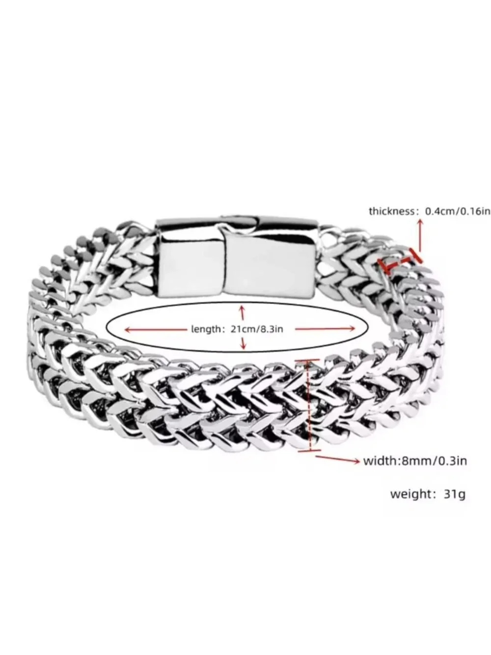 Stainless steel lux Silver Men's Bracelet